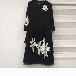 Elegant Black and White Floral Dress